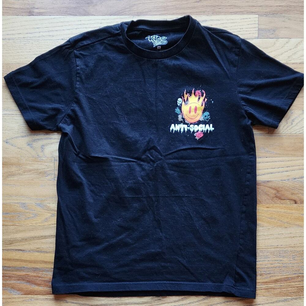 Taco Tuesday Men’s Anti Social Size Medium Black Shirt 100% Cotton